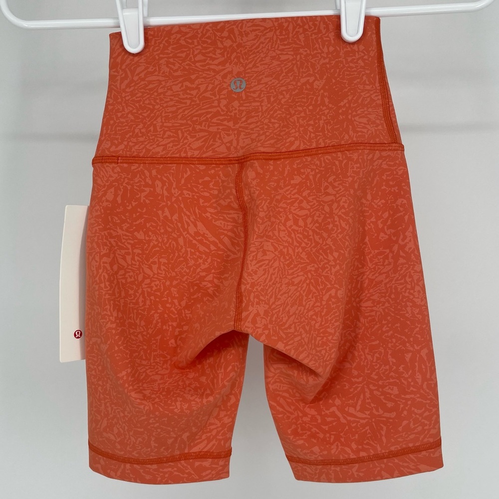 LULULEMON NWT WUNDER TRAIN HIGH RISE BIKE SHORT 8” CRUNCH WARM CORAL - Picture 6 of 9